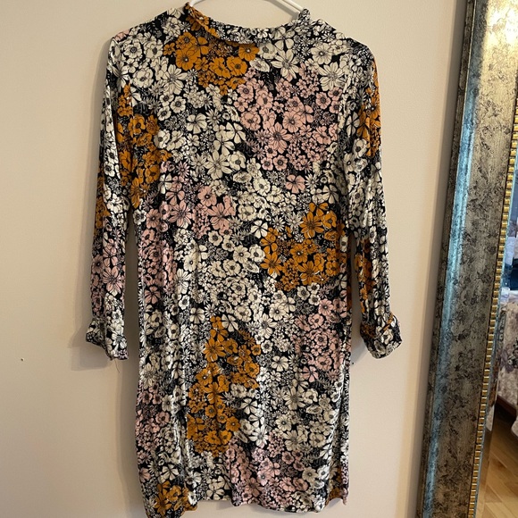 H&M Floral Long Sleeve Dress - Pink, White, Orange - Picture 2 of 3